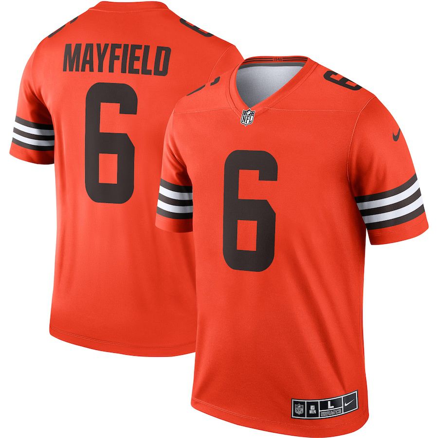 Men Cleveland Browns 6 Baker Mayfield Nike Orange Inverted Legend NFL Jersey